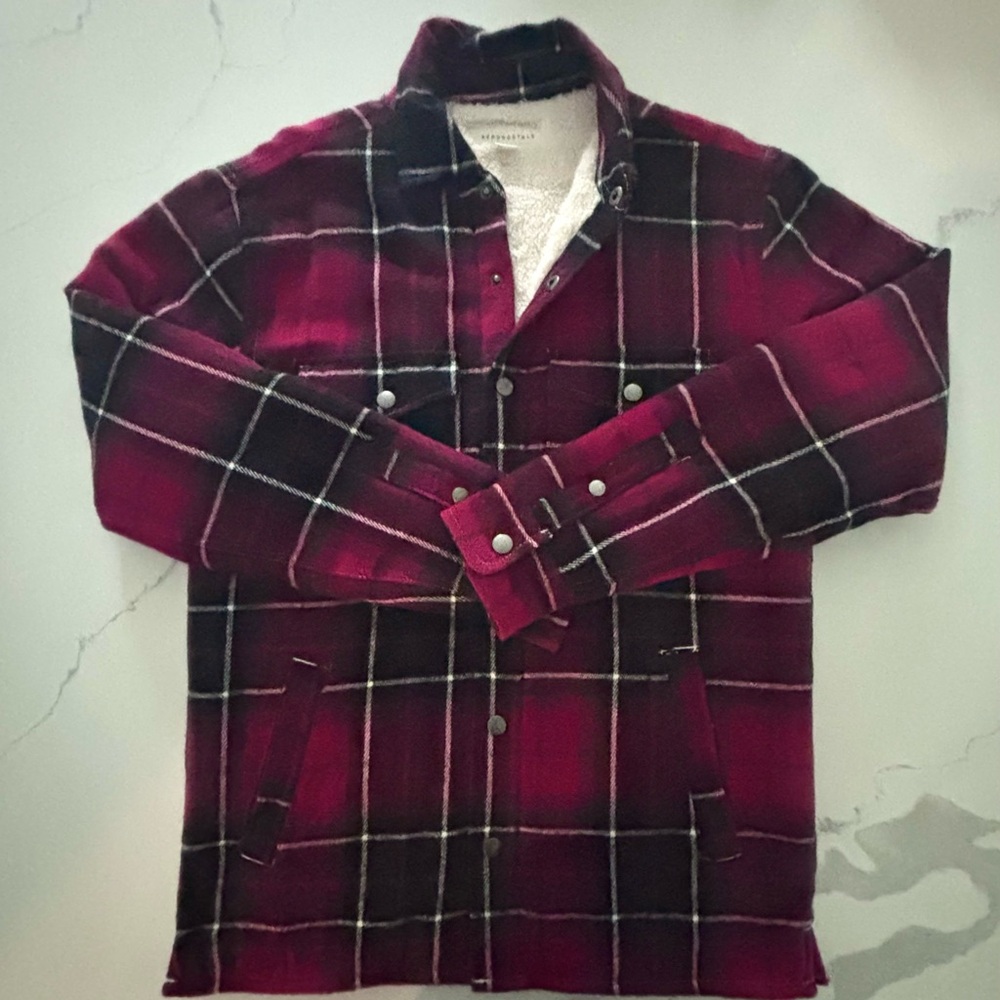 Aeropostale Red and Black Lightweight Shirt Jacket